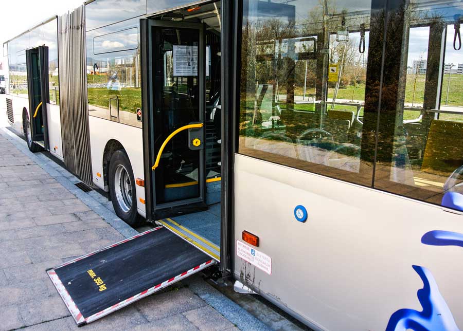 A bus with ramp for accessibility in Chicago