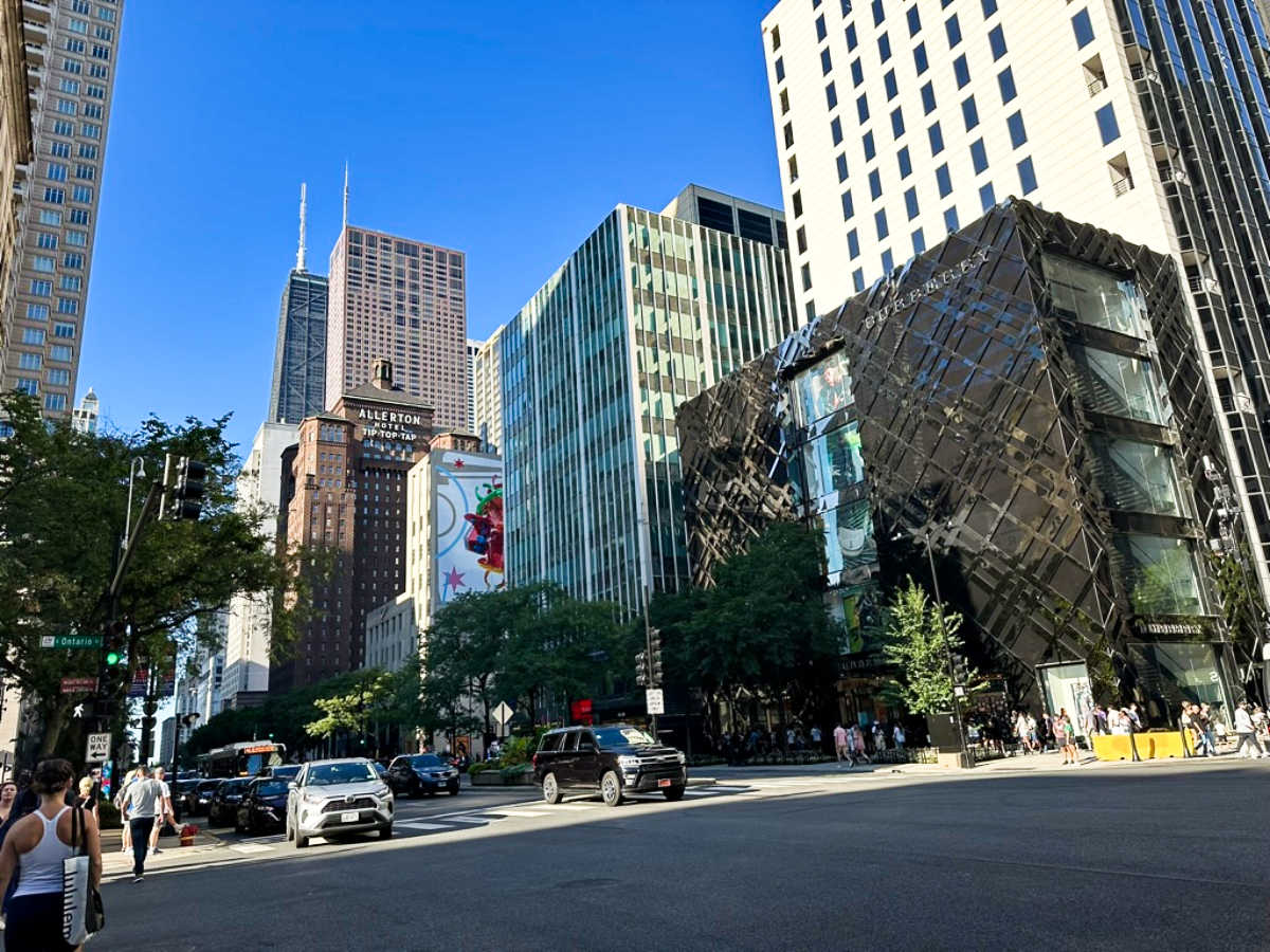 View of the high rises and the bustling Magnificent Mile