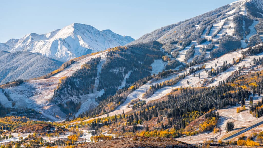 Overlooking view of the ski resort in Buttermilk Mountain