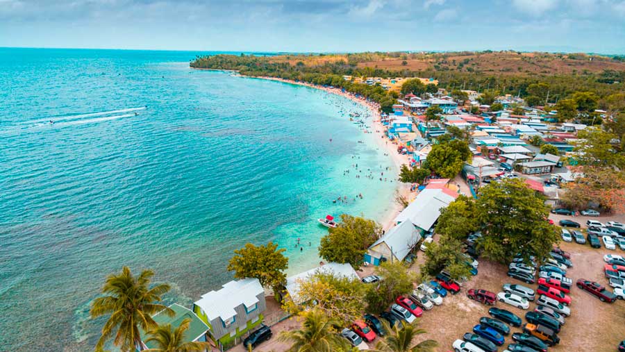 Aerial view of Buye Beach in Cabo Rojo