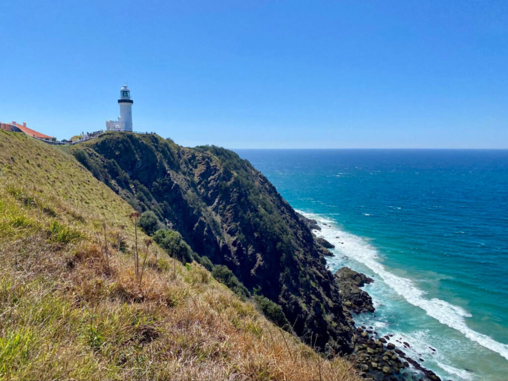 The Byron Bay lighthouse with view of the beach below
