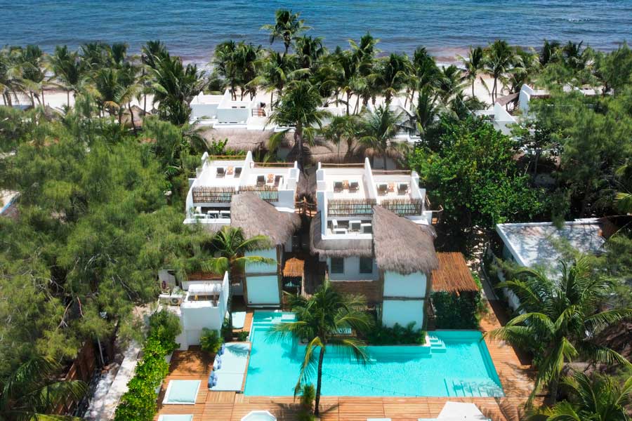 Aerial view of the Cabañas Tulum Hotel
