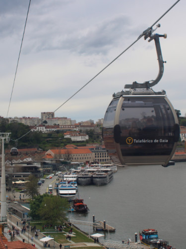 View of the cablecars in Porto