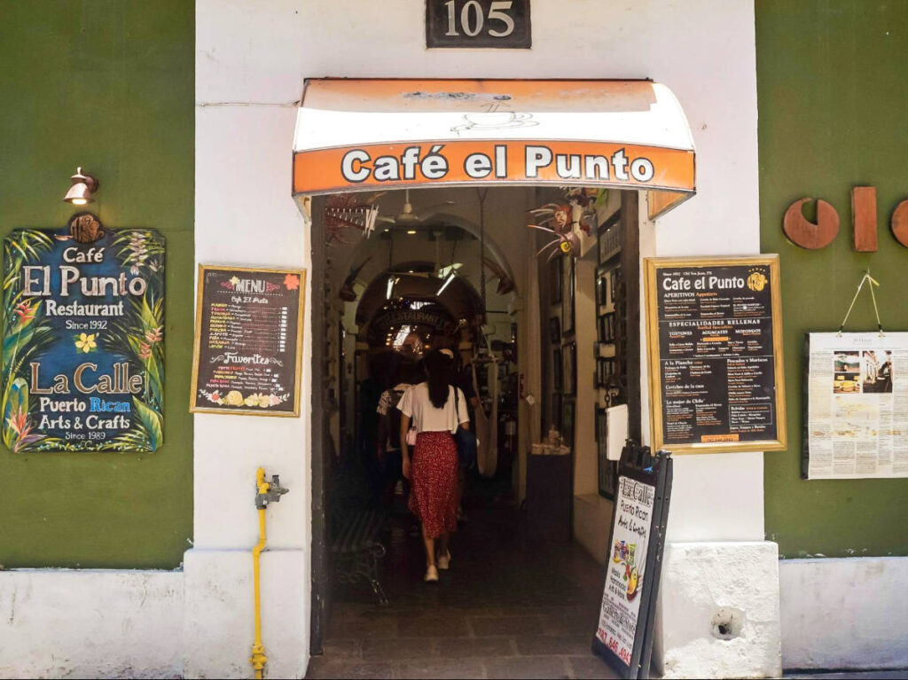 The entrance door of Café El Punto