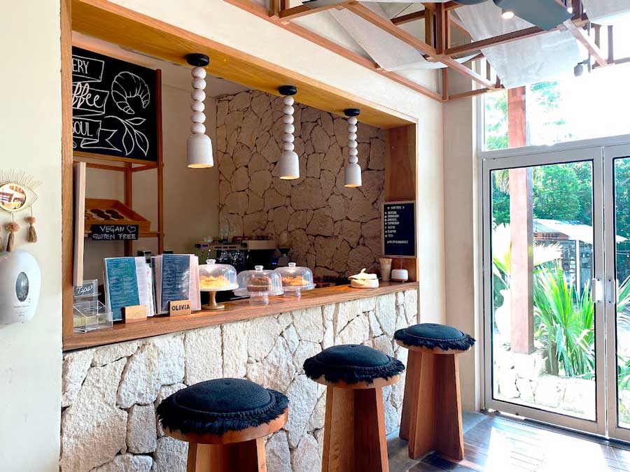 View inside a cafe in Hotelito Azul