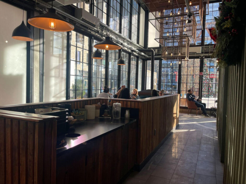The view inside Caffe Nero