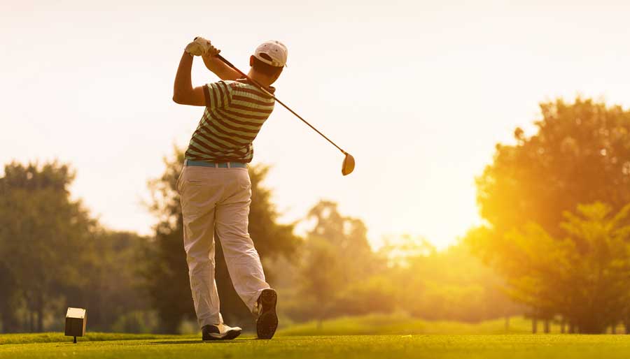 View of a golfer after hitting the golf ball in Caguas