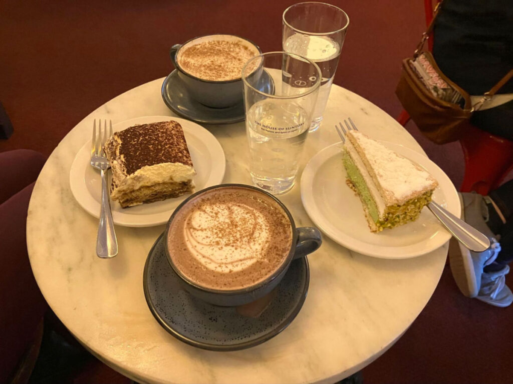 Cakes and coffee served at the cafe of Leopold's