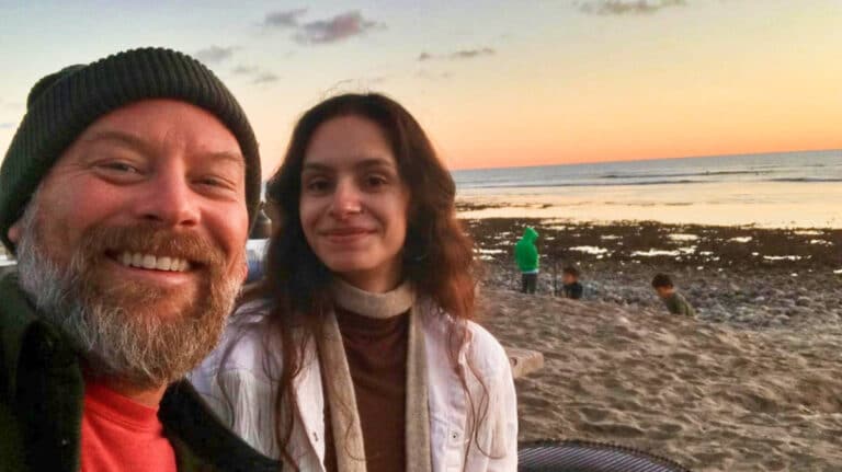 The author McKenna Mobley with her father at the local beach in California during sunset