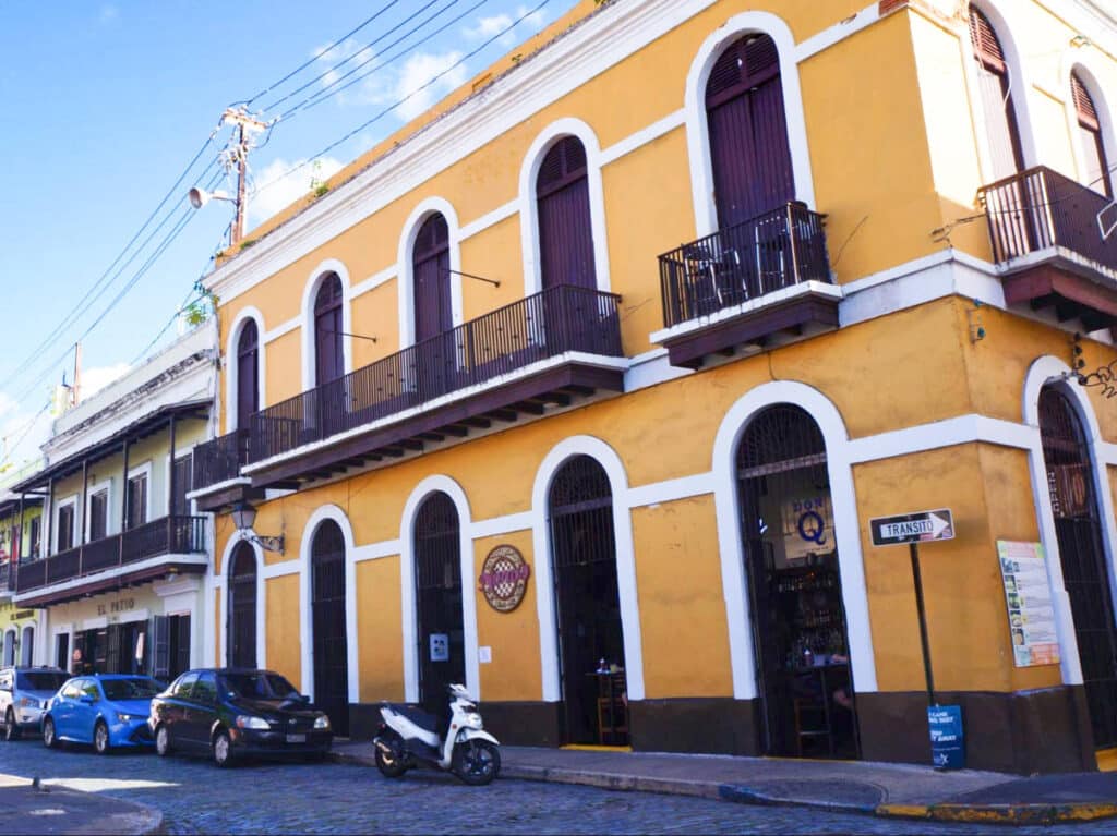 View of the bar and restaurants along the Calle de San Sebastián