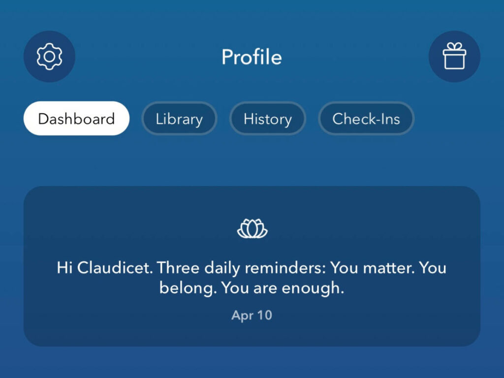 View of the daily reminders on the Calm mobile app