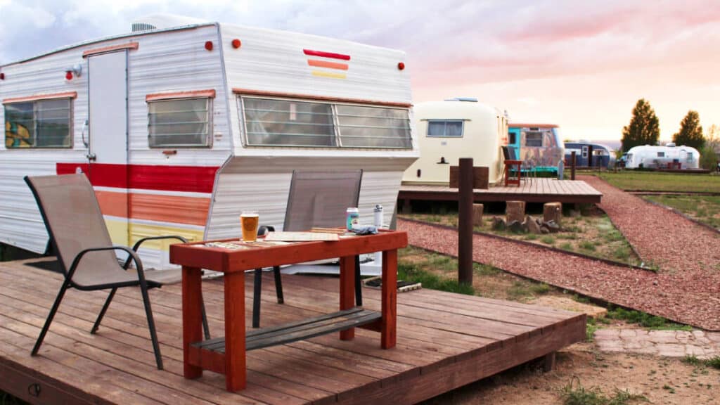 View of the camper vans in Taos