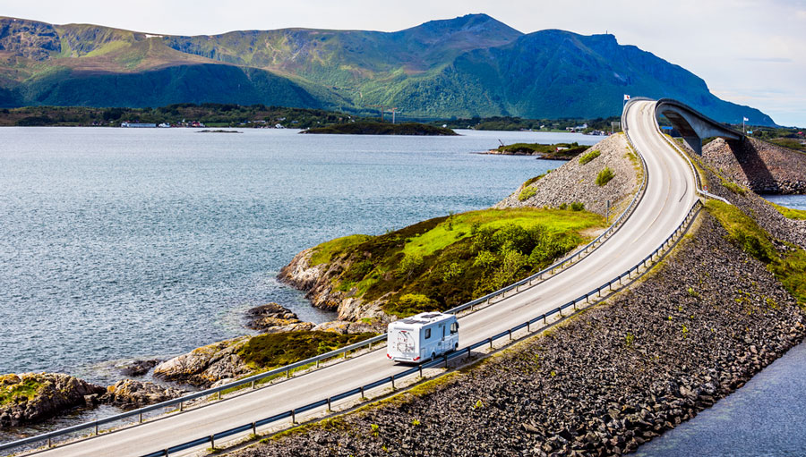 View of a campervan passing through a highway