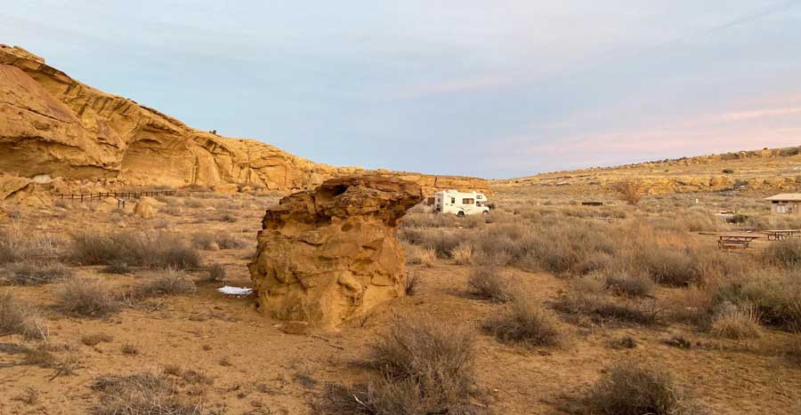 View from the national park campground in Chaco Canyon