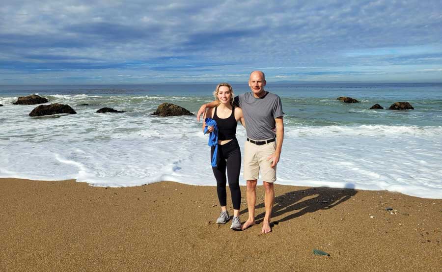 The author with her father in Parsons Landing