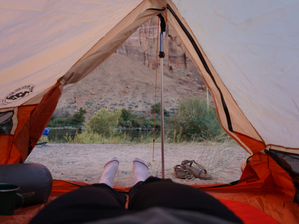 View outside the tent in nearby Horseshoe Bend