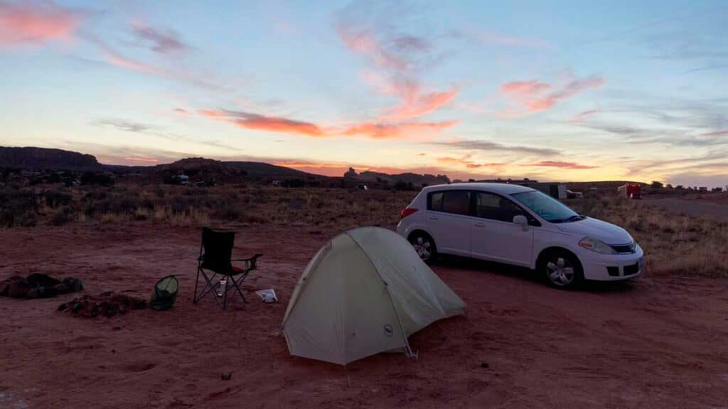 View during sunset at one of the camping site outside Moab town
