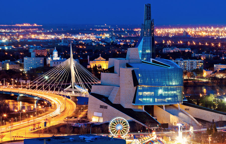 View of the Canadian Museum for Human Rights at night
