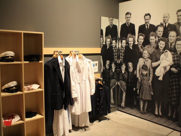 A Family picture and old uniforms at Canadian Museum of Immigration