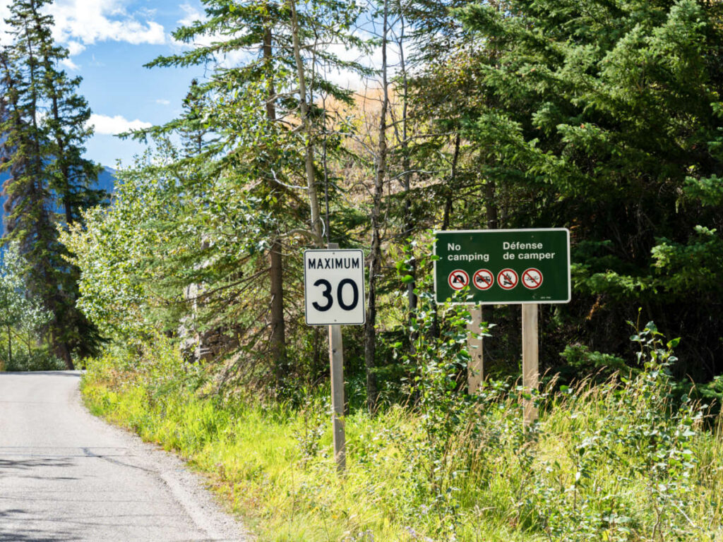 View of the speed limit signs along the roads in Canada