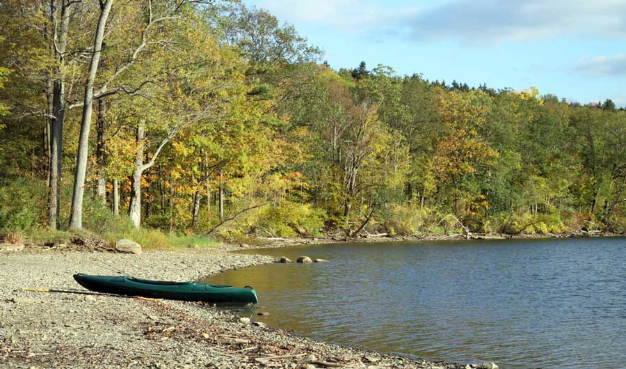 Kayak on a shore in Canadice Lake