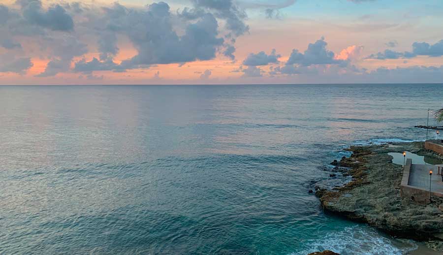 Scenic view from the Cane Bay during sunset