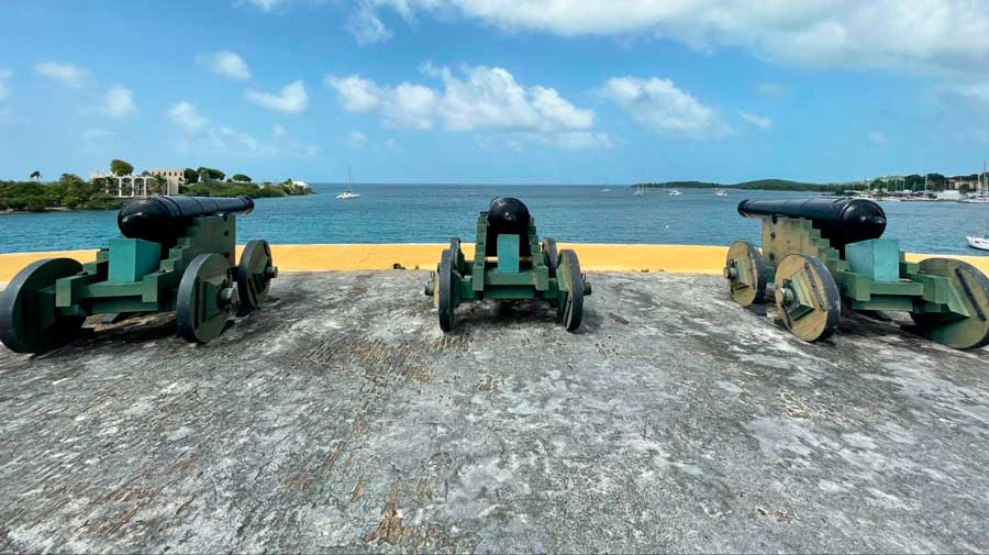 Cannons facing the Christiansted Harbor in Fort Christiansvaern