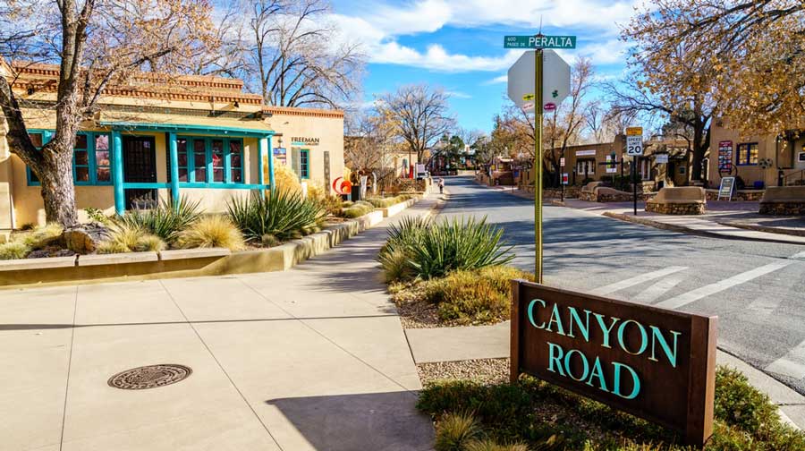 View of the Canyon Road sign in Santa Fe