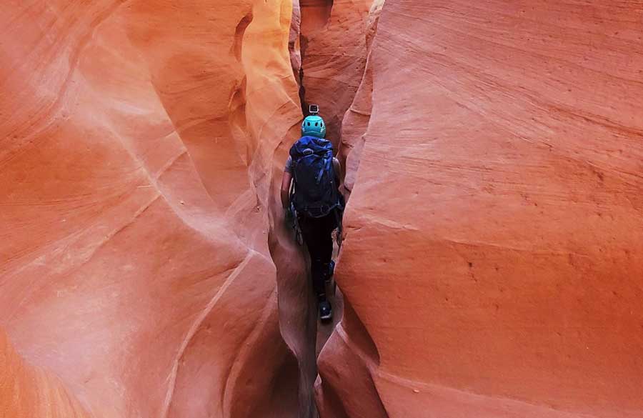 Travel Lemming editor Abigail in the Canyons at North Wash