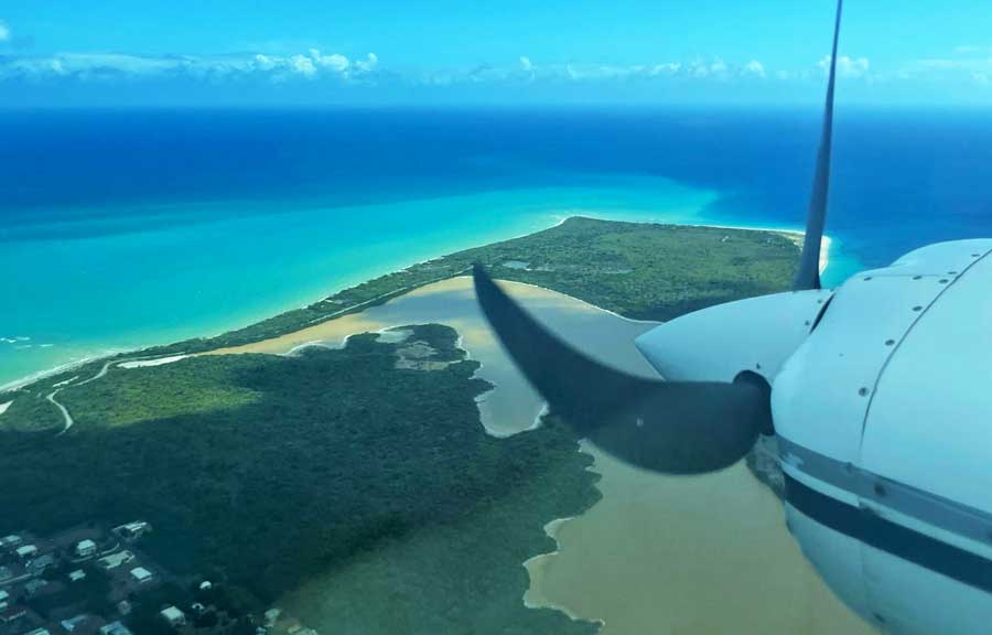 The author's view during his Cape Air flight over Sandy Point National Wildlife Refuge