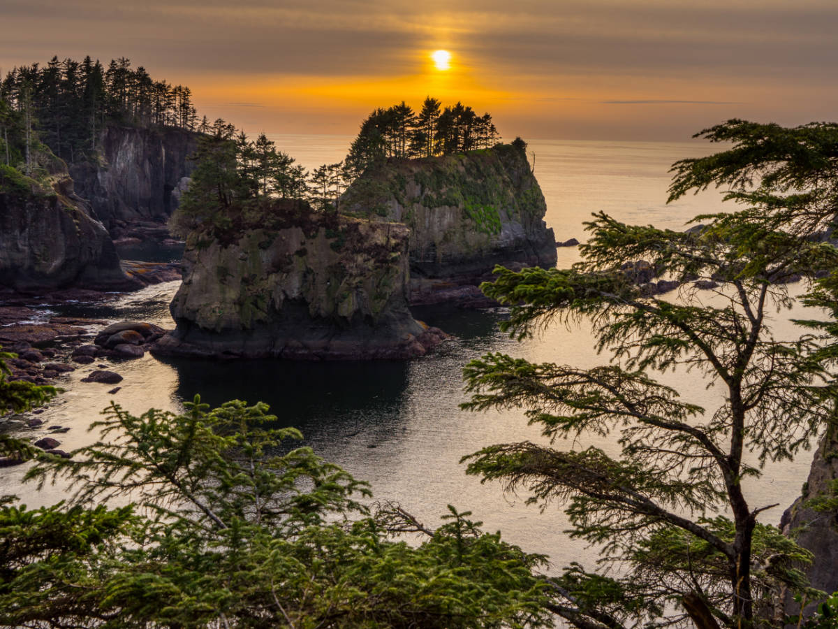 Scenic view at Cape Flattery during sunset