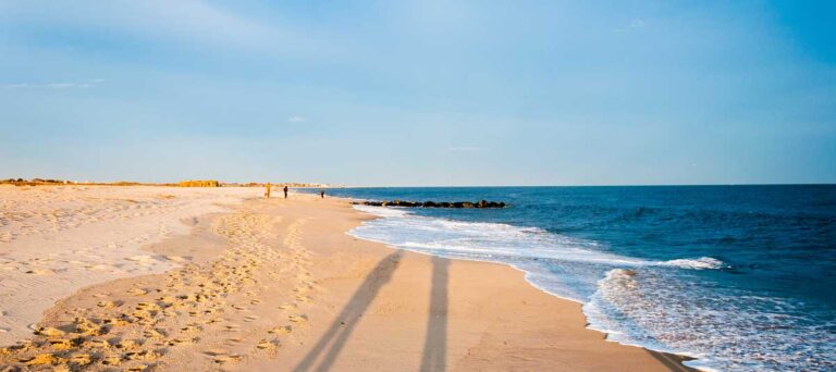 Clear blue sky over a Cape May beach