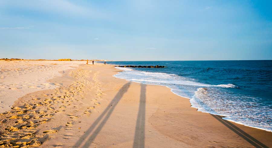 Clear blue sky over the Cape May Beach