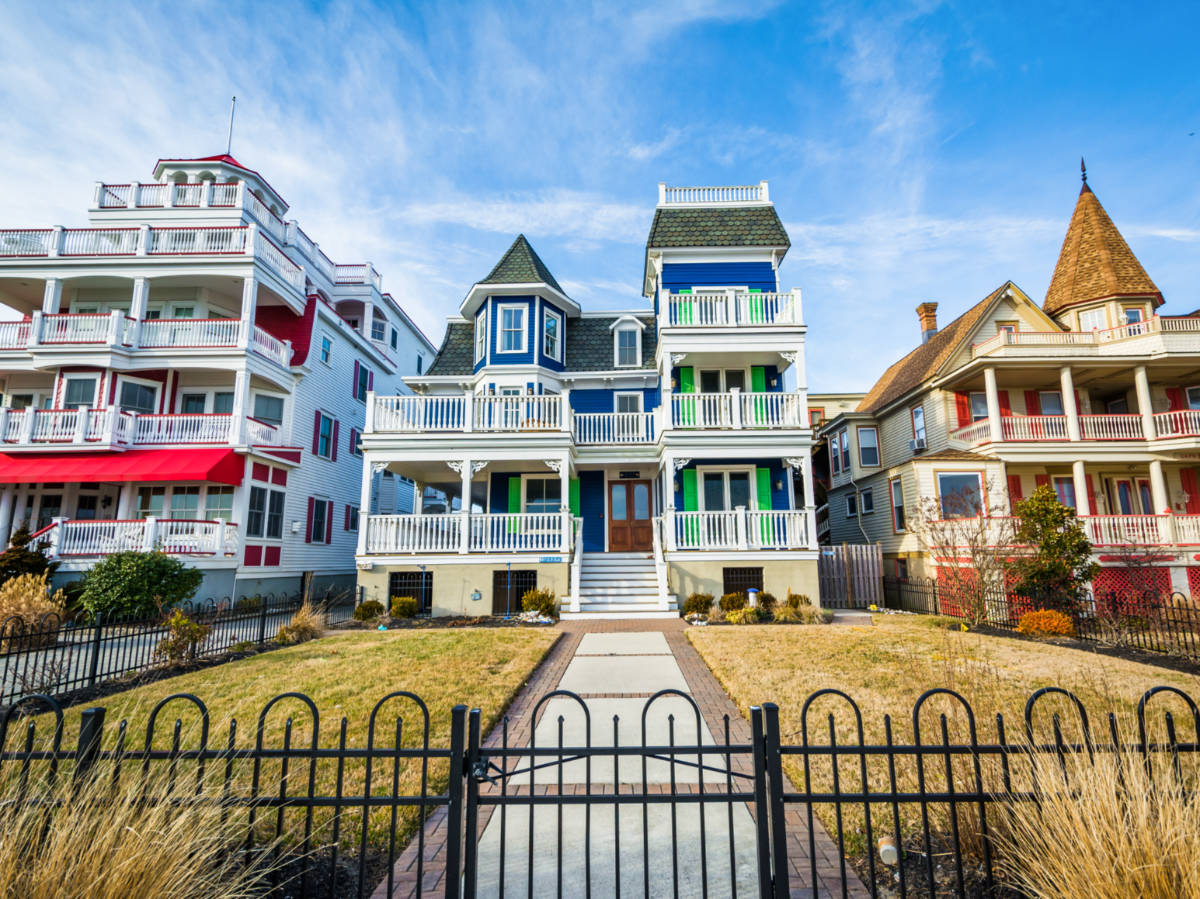 Panoramic view of the Victorian-style houses