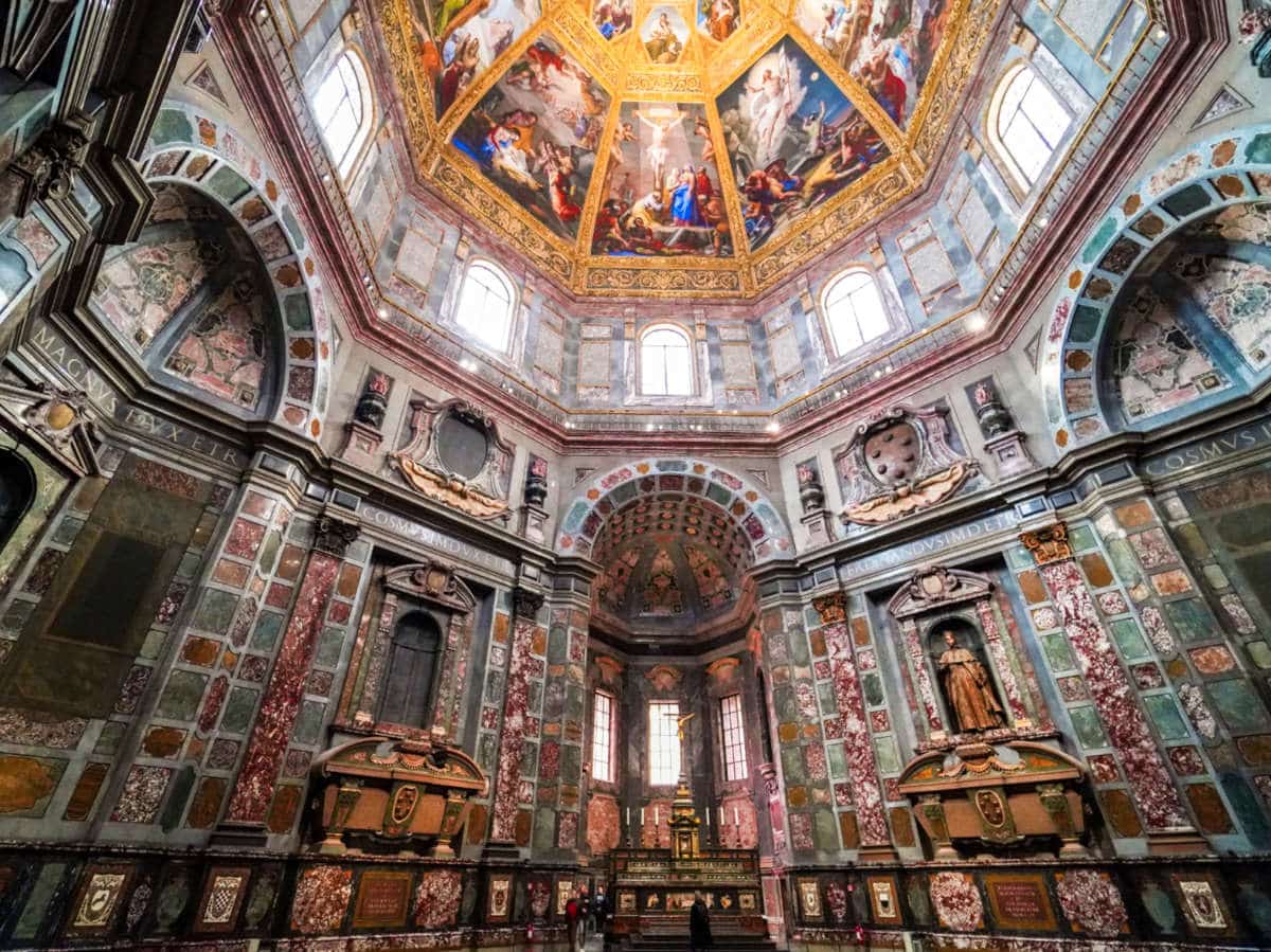 View of the intricate interior of Cappelle Medicee