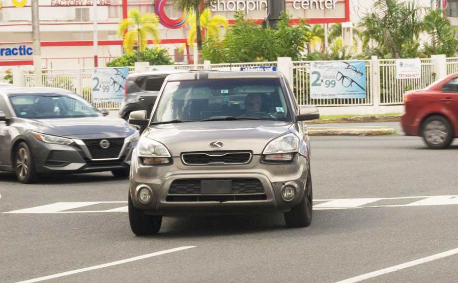 The cars in the busy street of Puerto Rico