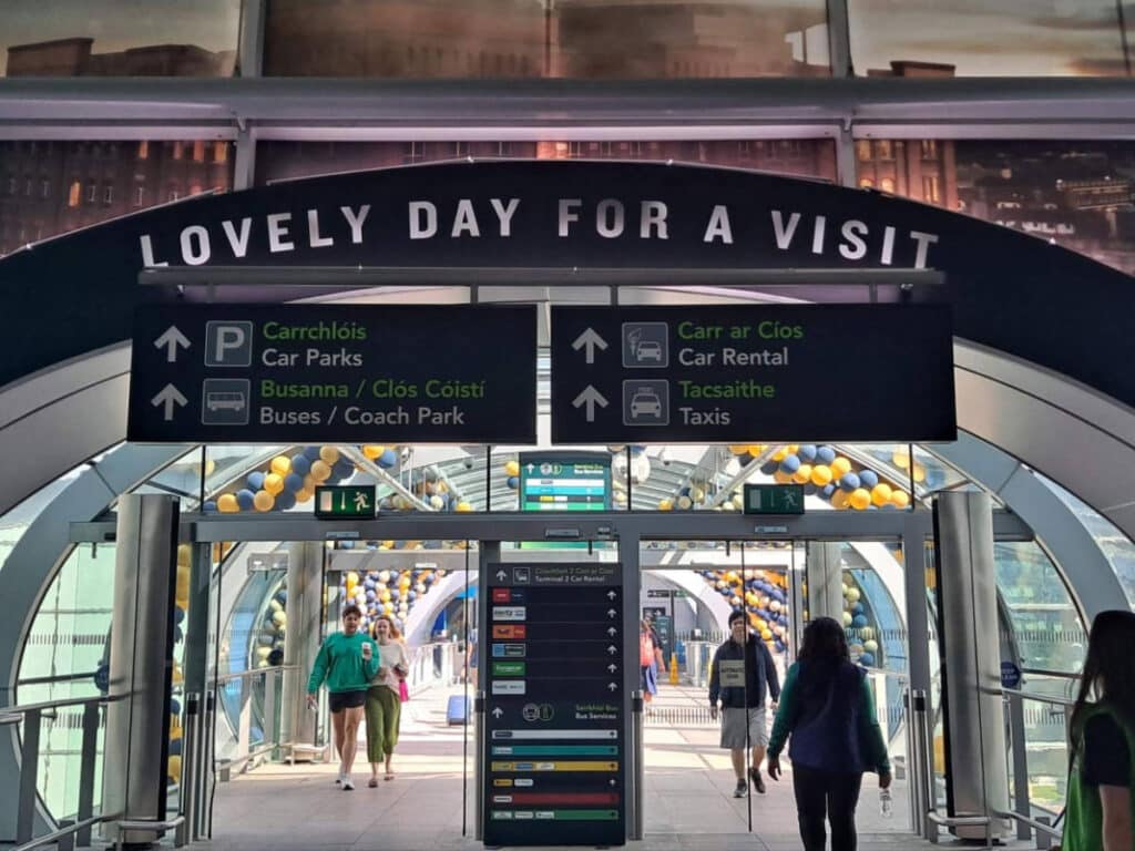 View of signages showing car rentals in Dublin Airport