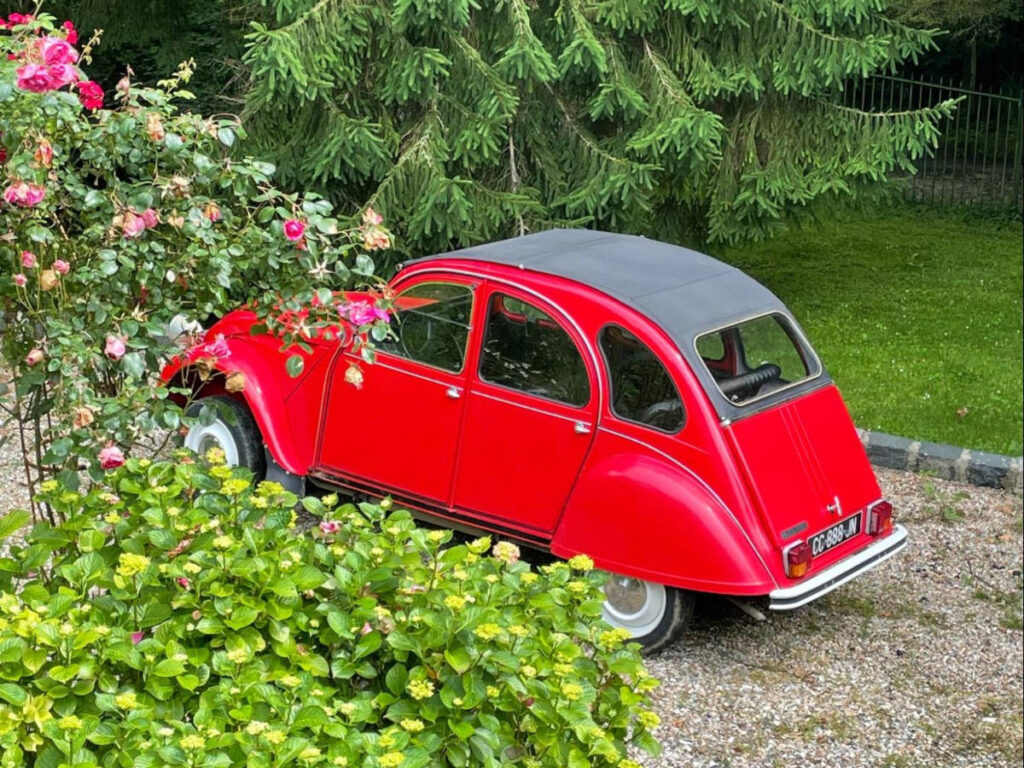 A car that the author's friend rented to drive around Normandy