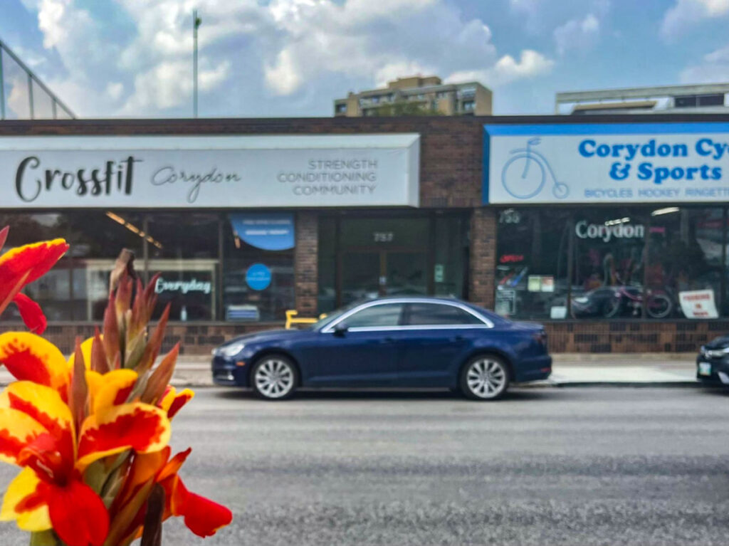 Car parked near the shops on Corydon