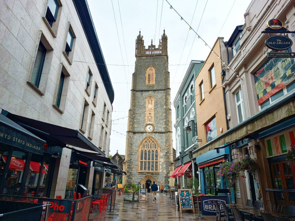 View of the shops and restaurants around the Church Street