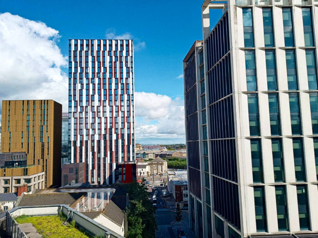 View of the tall buildings around the City Centre