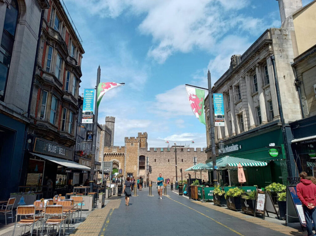 View at the Cardiff High Street in the morning