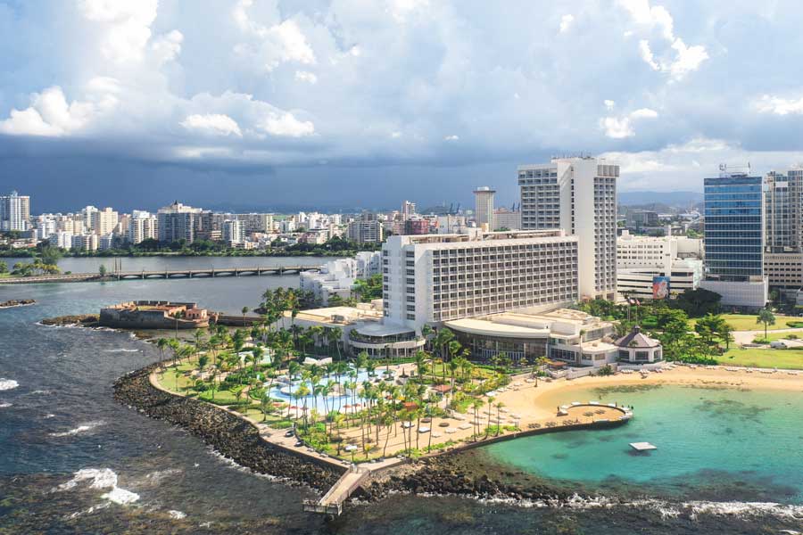 Aerial view of the Caribe Hilton in Puerto Rico