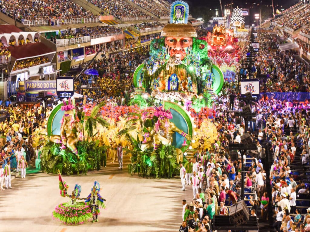 Overlooking view of the crowd at a carnival in Rio de Janeiro