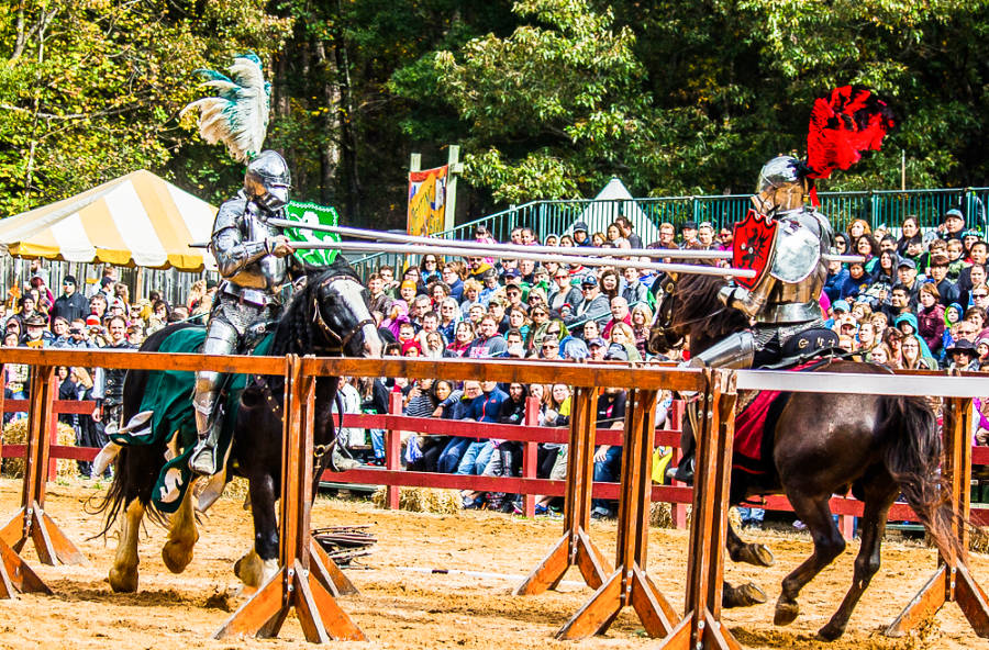 View of the crowd watching the Jousting re-enactment in the Carolina Renaissance Festival