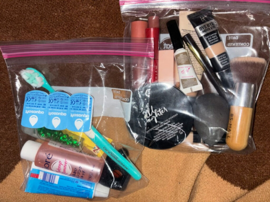 Carry-on toiletries and makeup bags