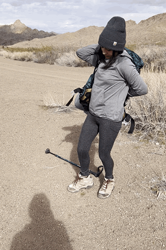 The author getting ready with her Osprey Eja 48