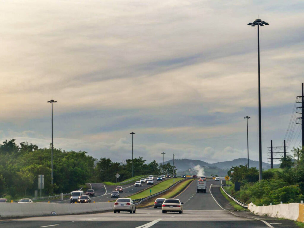 View of the cars driving on the highway 