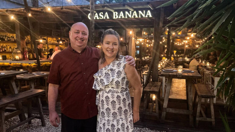 The author Laura Falin with her husband at the Casa Banana