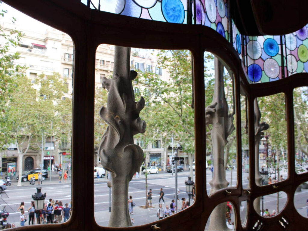 View of the outside from the inside of Casa Batllo